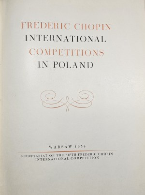 Frederic Chopin International Competitions in Polans. Warsaw 1954 Secretariat Of The Fifth Frederic Chopin International Competition. Autographs of the pianists.