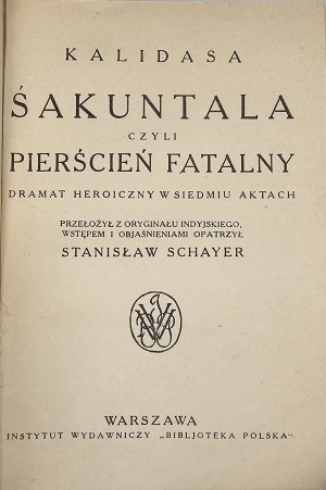 Schayer Stanisław - Ausgewählte Kapitel aus der Prasannapadā ... Cracovia 1931 Nakł. PAU.