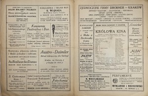 Programme - Théâtre municipal Powszechny de Cracovie. La reine du cinéma. Opérette en 3 actes d'Okonkowski et Freund. Cracovie [1918].