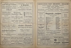 Program - [Municipal Common Theater in Krakow] The Princess of czardas. Operetta in 3 acts by L. Stein and B. Ienbach. Music by Emeric Kalman. Cracow [1918].