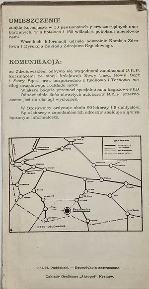 Složka - Szczawnica. Roční období: léto: od 1. května do 30. září. Zima: od 15. prosince do 1. března. [193-] Foto 