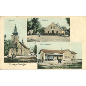 Czarny Dunajec - gare, presbytère, église, 1908.