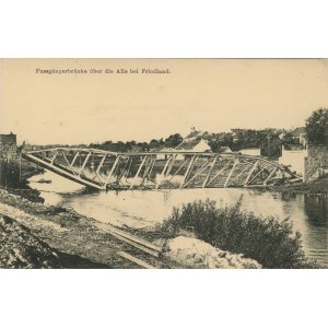 Firedland, Ostpreussen - Zniszczony most kolejowy, ok. 1915.