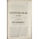 Journal des lois [du Royaume de Pologne]. Dnevnik Zakonov. Varsovie 1847 W Drukarni Kommissyi Rządowej Sprawiedliwości.