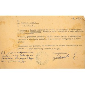 Conseil national des Polonais de Belgique - signature d'Edward Gierek, 1946.