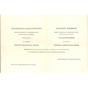 Zimnavoda près de Lviv, invitation au mariage, 1912.