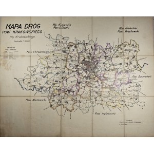 Mapa dróg pow. krakowskiego, woj. krakowskie, l. 20 XX w.