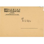 Bartelski Lesław - Lettre manuscrite au professeur Kazimierz Wyka.