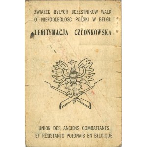 Association des anciens participants aux luttes pour l'indépendance de la Pologne en Belgique - Carte de membre, vers 1945.