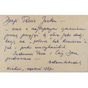Włodek Adam - Carte de vœux pour Jacek Stwora. Date : Cracovie, septembre 1967.