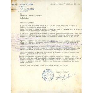 Conseil National des Polonais de Belgique - Circulaire au Conseil National de District - signature. E. Gierka, 1946.