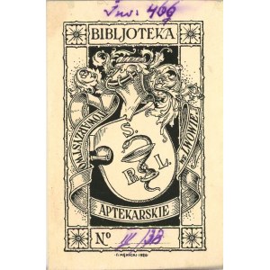 Mękicki Rudolf - Exlibris Towarzystwo Aptekarskie we Lwowie. Bibljoteka. 1928 r.