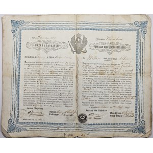 Diplôme d'apprenti de l'examen des tisserands, Pabianice, gouvernorat de Varsovie, 1859.