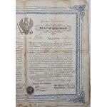 Diplôme d'apprenti de l'examen des tisserands, Pabianice, gouvernorat de Varsovie, 1859.