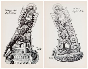 Stanisław SZUKALSKI (1893-1987), Zatrzymanie słońca - Kopernik - projekt pomnika | Krak zabijający smoka - projekt pomnika, lata 70-te XX wieku