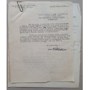 Pałucki W. - 2 lisy dot. wykładów dla Ministerstwa W.R. i O.P., 1944 r.