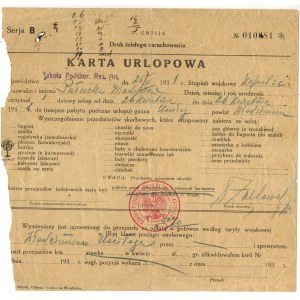 Przepustka i karta urlopowa ze S.P.R.A. dla W. Pałuckiego na 26.IV.1931