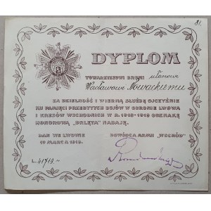 Dyplom do Odznaki Honorowej „Orlęta”, 19 III 1919r.