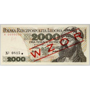 République populaire de Pologne, 2000 PLN 1.05.1977, MODÈLE, n° 0815, série A