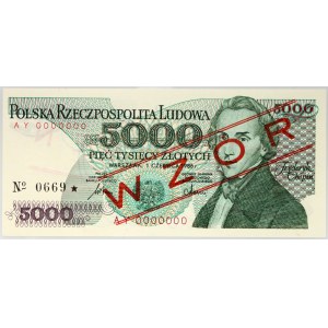 PRL, 5000 zloty 1.06.1986, MODELLO, n. 0669, serie AY