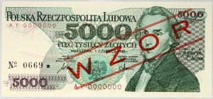 PRL, 5000 złotych 1.06.1986, WZÓR, No. 0669, seria AY