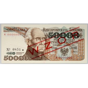 PRL, 50000 Zloty 1.12.1989, MODELL, Nr. 0851, Serie A