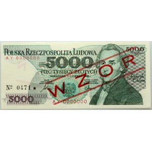 PRL, 5000 zloty 1.06.1986, MODELLO, n. 0471, serie AY