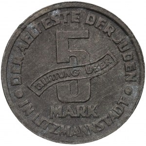 Lodz Ghetto, 5 marks 1943, magnesium, certificate