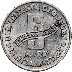 Ghetto de Lodz, 5 marques 1943, aluminium, certificat