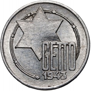 Lodz Ghetto, 5 marks 1943, aluminum, certificate