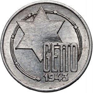 Lodz Ghetto, 5 marks 1943, aluminum, certificate