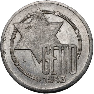 Lodz Ghetto, 10 marks 1943, aluminum, certificate
