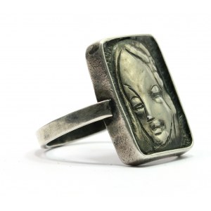 Poland, Jozef Fajngold, Ring with female head, silver