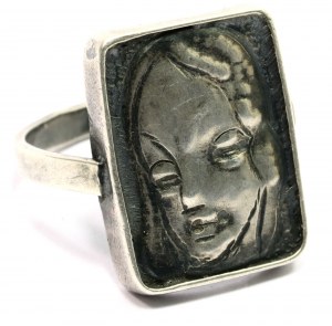 Poland, Jozef Fajngold, Ring with female head, silver