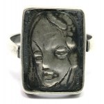 Poland, Jozef Fajngold, Ring with female head, silver