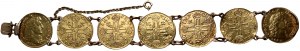 France, Louis XIV, bracelet composé de 7 pièces de monnaie de la dénomination Louis d'or de 1648-1668