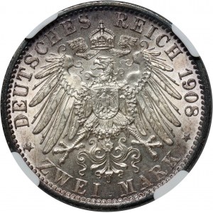 Nemecko, Prusko, Wilhelm II, 2 marky 1908 A, Berlín