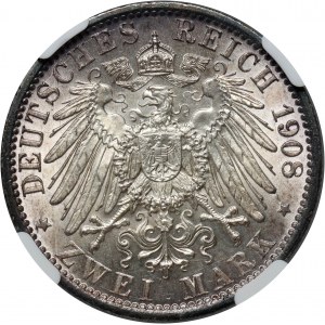 Allemagne, Prusse, Guillaume II, 2 marques 1908 A, Berlin