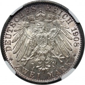 Nemecko, Prusko, Wilhelm II, 2 marky 1908 A, Berlín