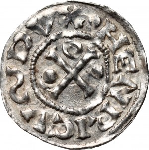 Německo, Bavorsko, Jindřich IV. 1002-1009, denár, Regensburg, mince ECCO