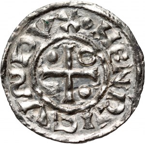 Německo, Bavorsko, Jindřich II. loupežník 985-995, denár, Regensburg, mincovna MAO