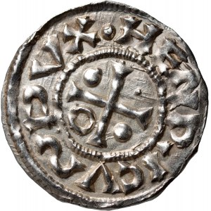 Niemcy, Bawaria, Henryk II Kłótnik 985-995, denar, Regensburg, mincerz ECCIO