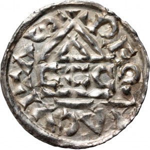 Germania, Baviera, Enrico IV 1002-1009, denario, Regensburg, ECCO mince pie