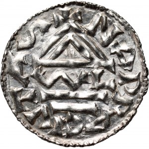 Německo, Bavorsko, Jindřich II. lomeno 985-995, denár, Nabburg, mincovna WL