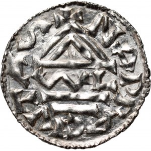 Niemcy, Bawaria, Henryk II Kłótnik 985-995, denar, Nabburg, mincerz WL