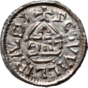 Germania, Baviera, Enrico II il cavatore 985-995, denario, Eichstätt, EIHT minster