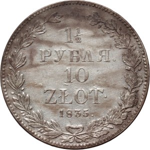 Ruské delenie, Mikuláš I., 1 1/2 rubľa = 10 zlotých 1835 НГ, Sankt Peterburg