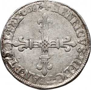 Henry III of Valois, 1/4 ecu 1587 C, Saint-Lô