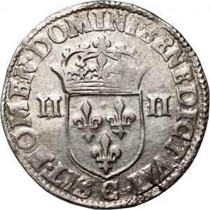 Henri III de Valois, 1/4 écu 1587 C, Saint-Lô