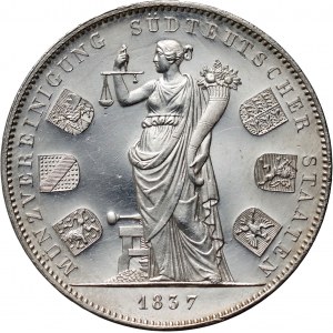 Nemecko, Bavorsko, Ludwig I., 2 toliare 1837, Mníchov, menová únia